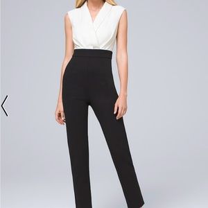 White House Black Market contrast V-neck jumpsuit
